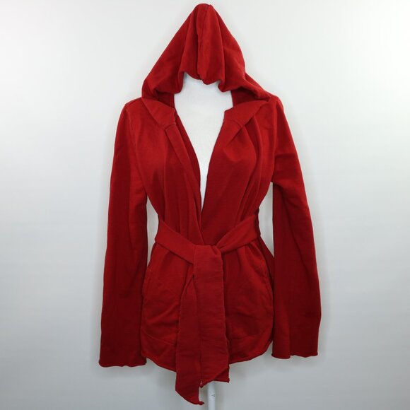 Lucky Brand Wrap Jacket Jingo Kimono Hoodie Red Jersey Knit Red - Picture 4 of 15